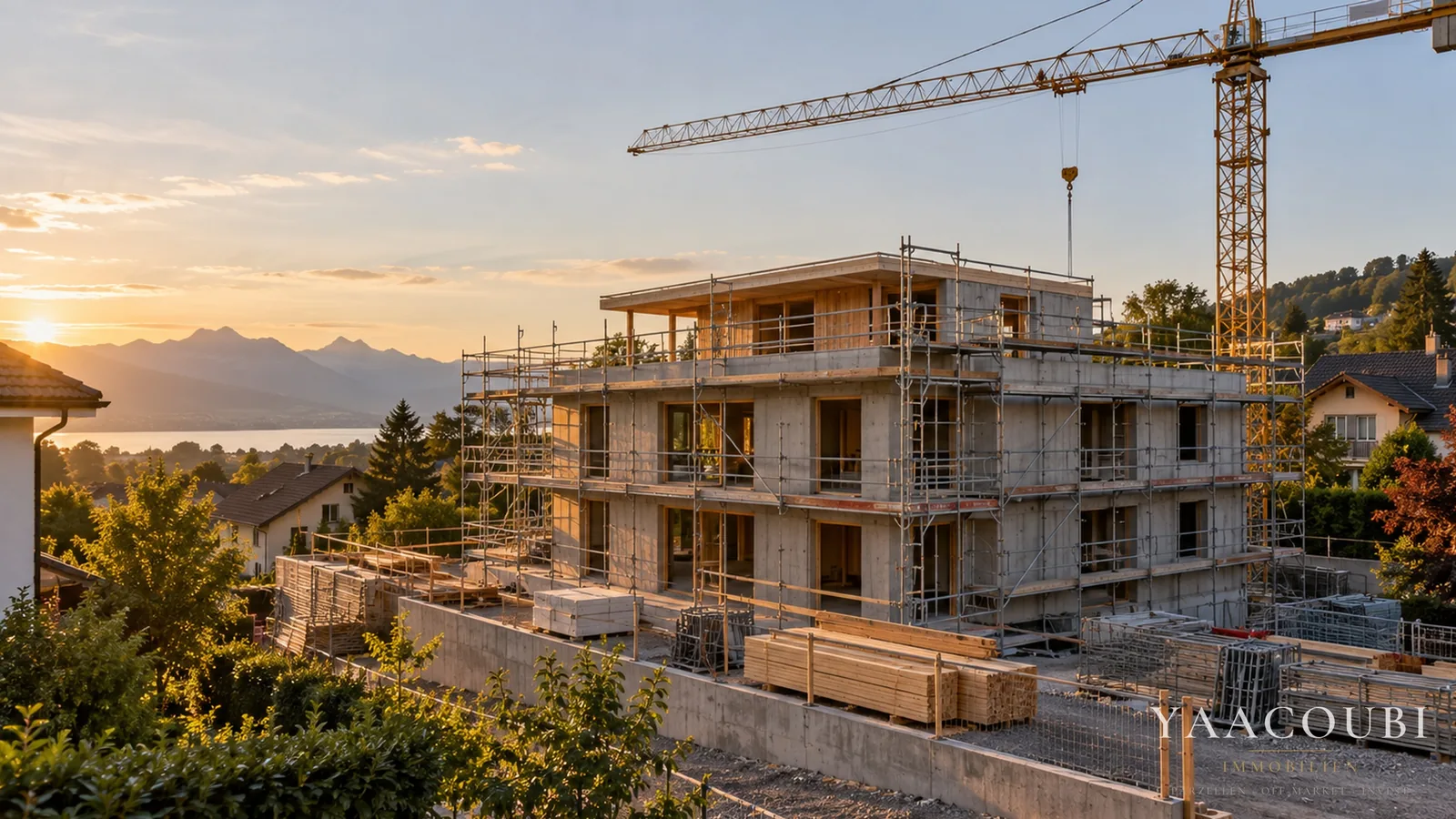 Baustelle in der Abendsonne
