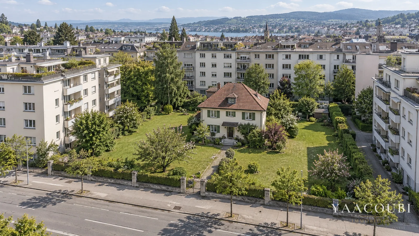 Stadtgrundstück zwischen Nachbarhäusern, zwei Geschosse